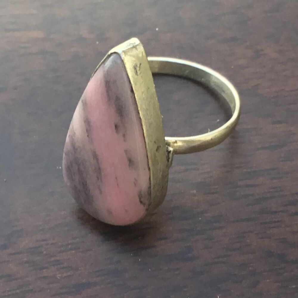 Handcrafted Rhodochrosite Boho Statement Ring Size 9
